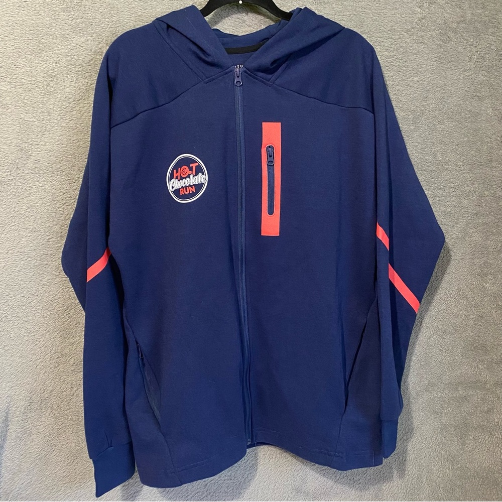 Sweet Swag Wonen’s Zip Up Hoodie Size Large Hot Chocolate Run Blue Red